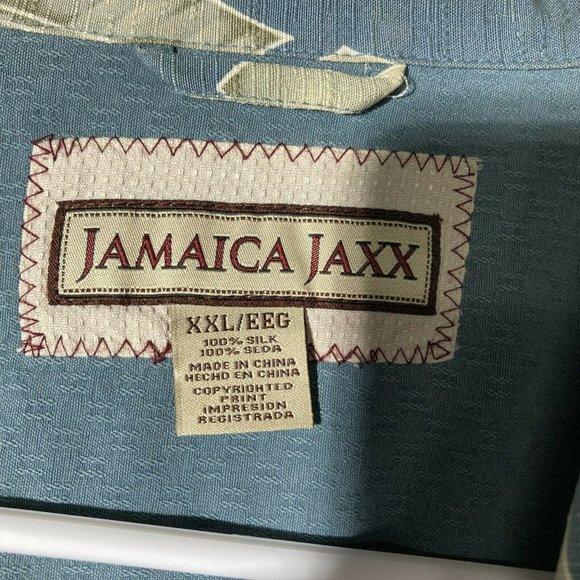 Jamaica Jaxx Shirts Jamaica Jaxx Mens Xxl Hawaiian Shirt Button Down Short Sleeve Blue Tan 0